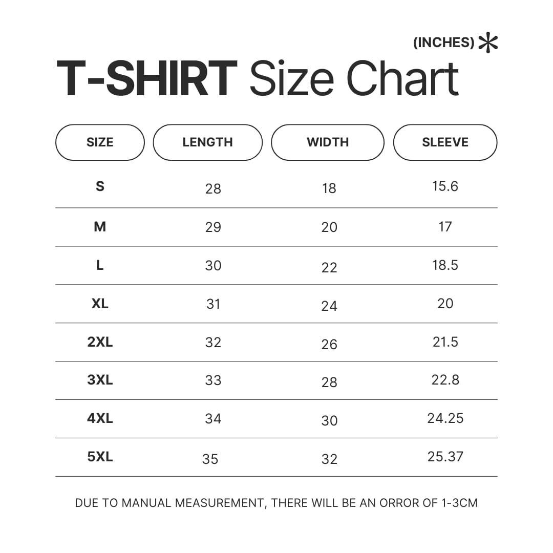 T shirt Size Chart - Risk Of Rain 2 Merch