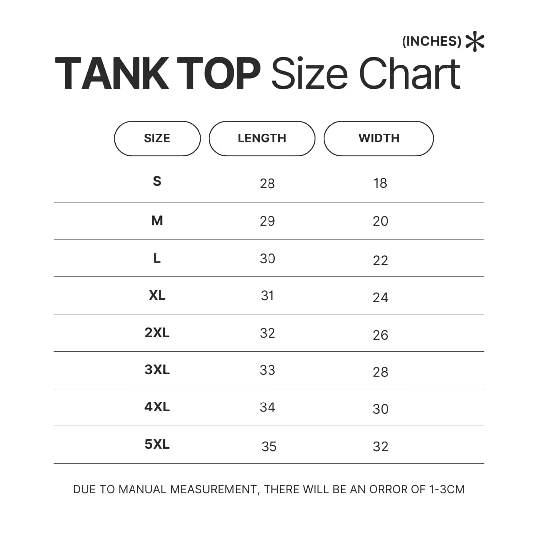 Tank Top Size Chart - Risk Of Rain 2 Merch